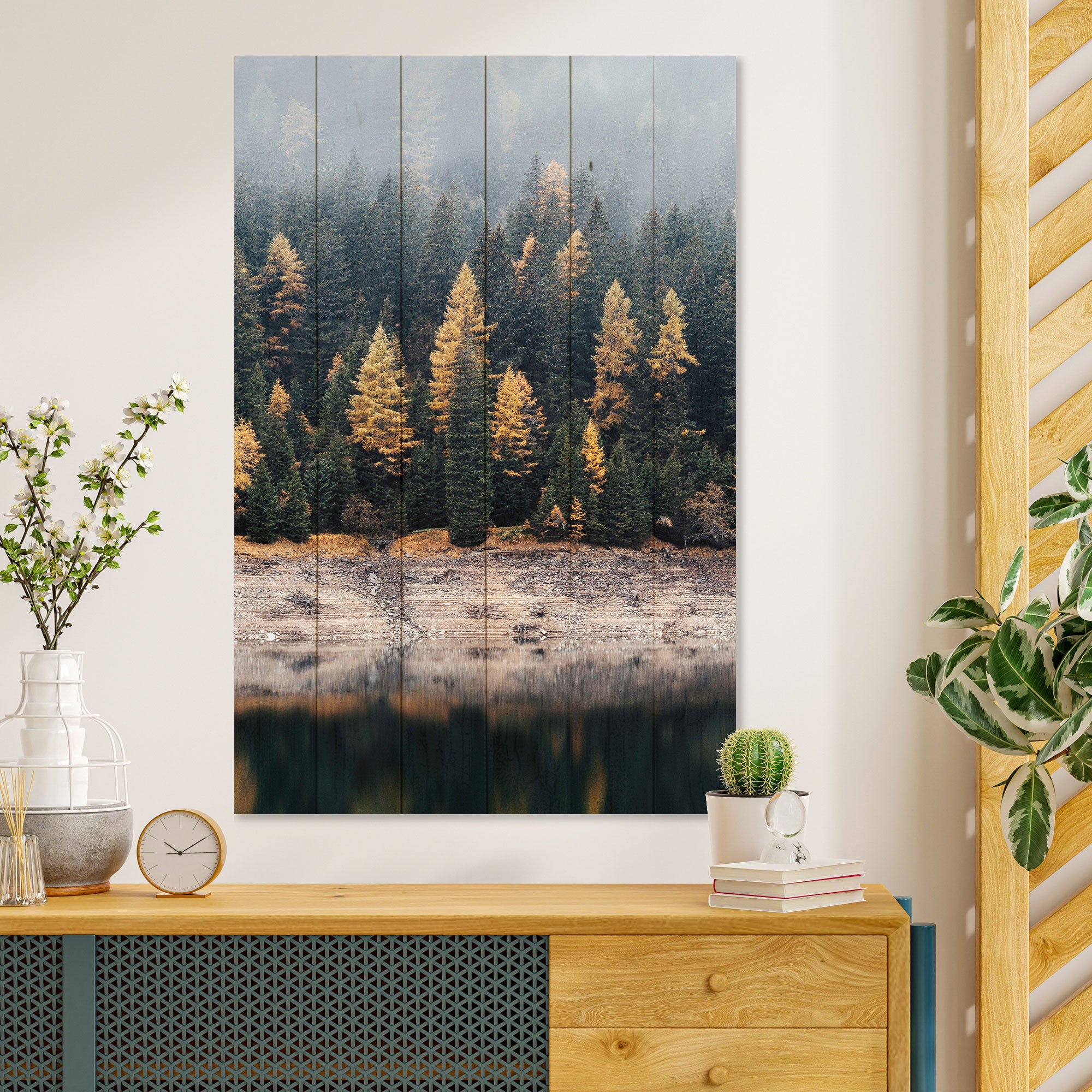 Obraz Wood Hmlistý les-20x30 cm