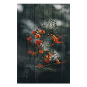Obraz Dřevo Malé Oranžové Květiny-60x90 cm