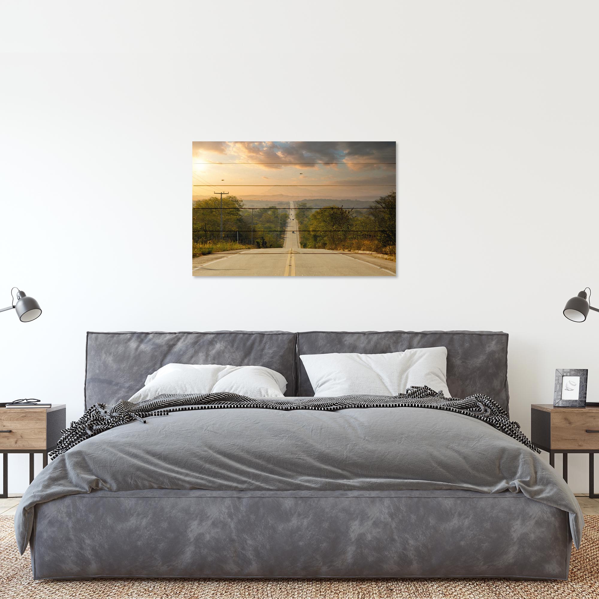 Obraz Wood Dlhá diaľnica lemovaná stromami-50x70 cm