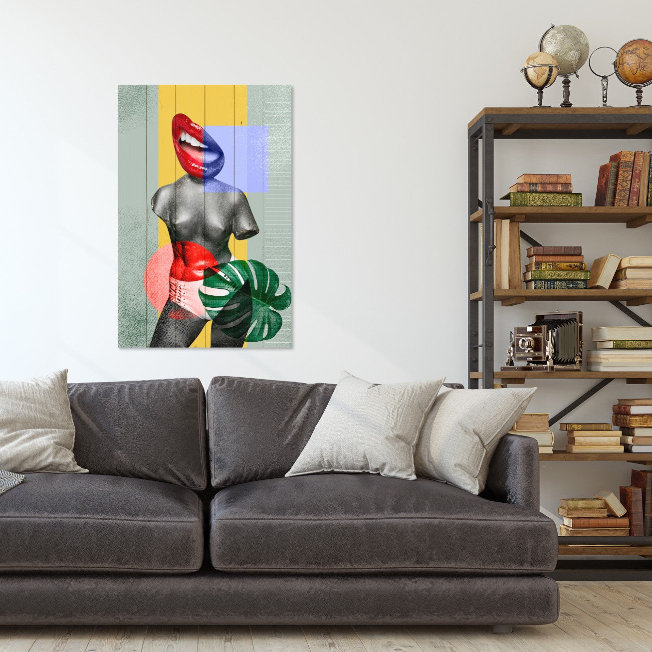 Bild Holz Buntes Vintage Collage Design-20x30 cm