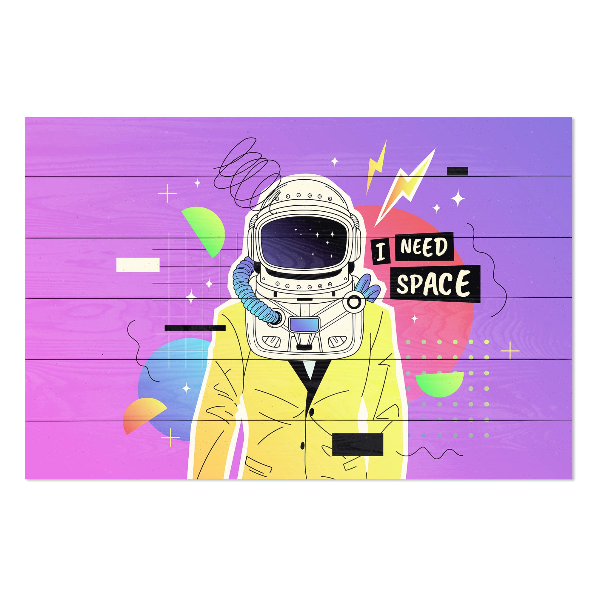Bild Holz Bunter Kosmonaut-40x60 cm