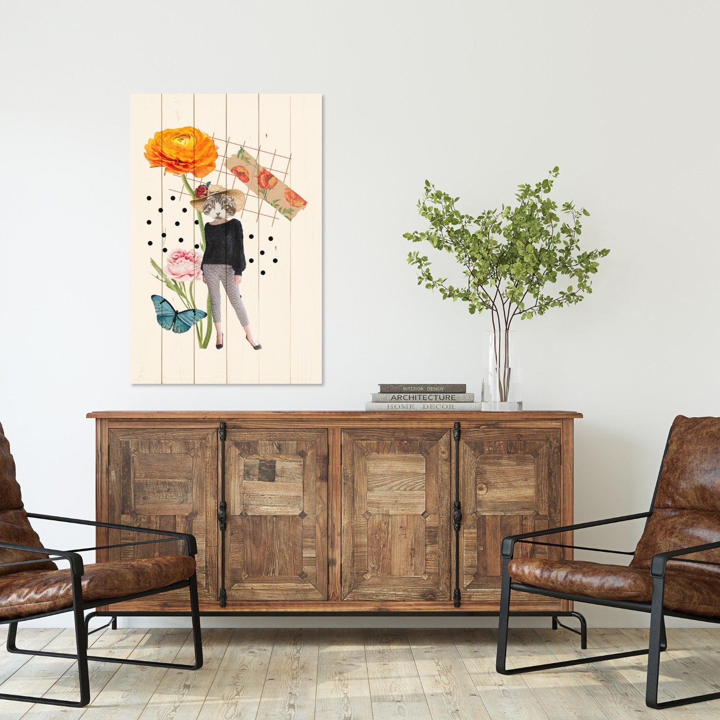 Obraz Dřevo Ženský Estetický Prvek Kočka-60x90 cm