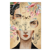 Obraz Wood Frida and Flower Collage-50x70 cm