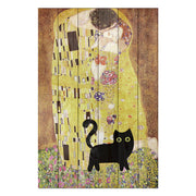 Bild Wood Klimt Kiss with Cat-30x40 cm