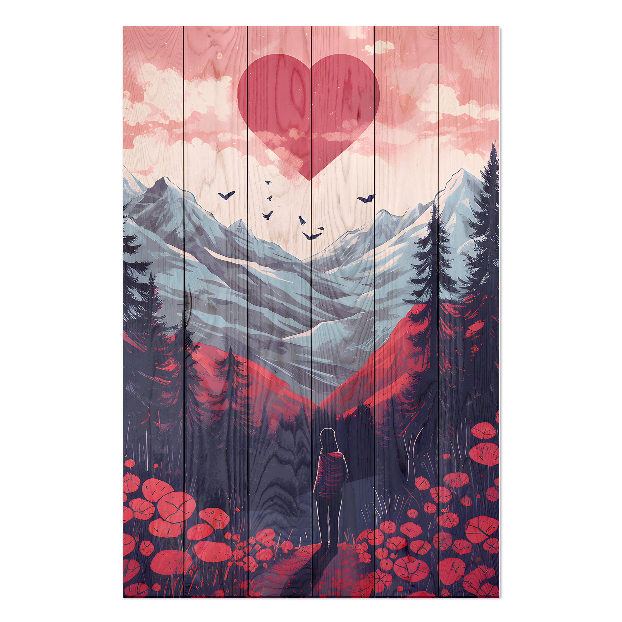 Wood Picture I love Mountains-50x70 cm