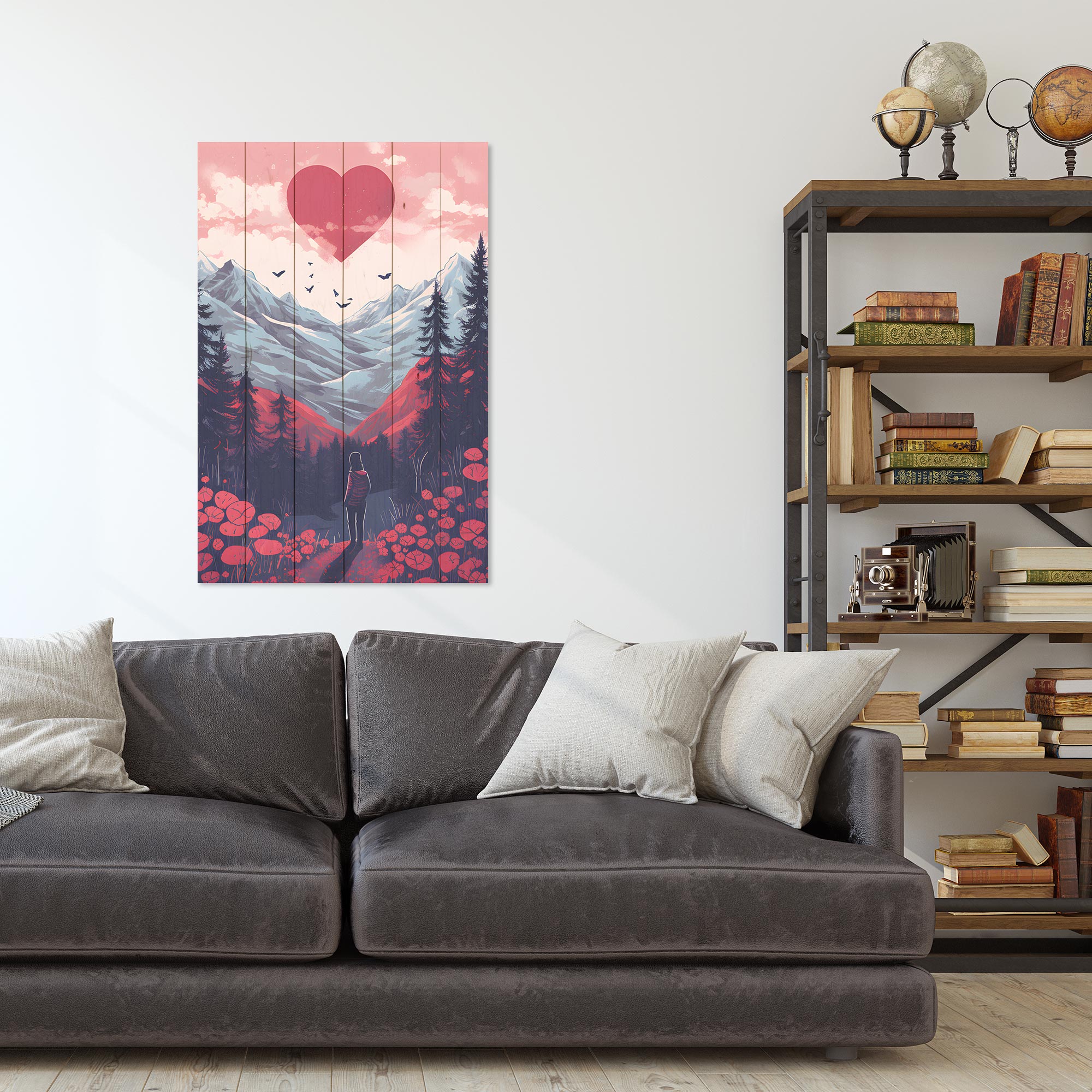 Wood Picture I love Mountains-50x70 cm