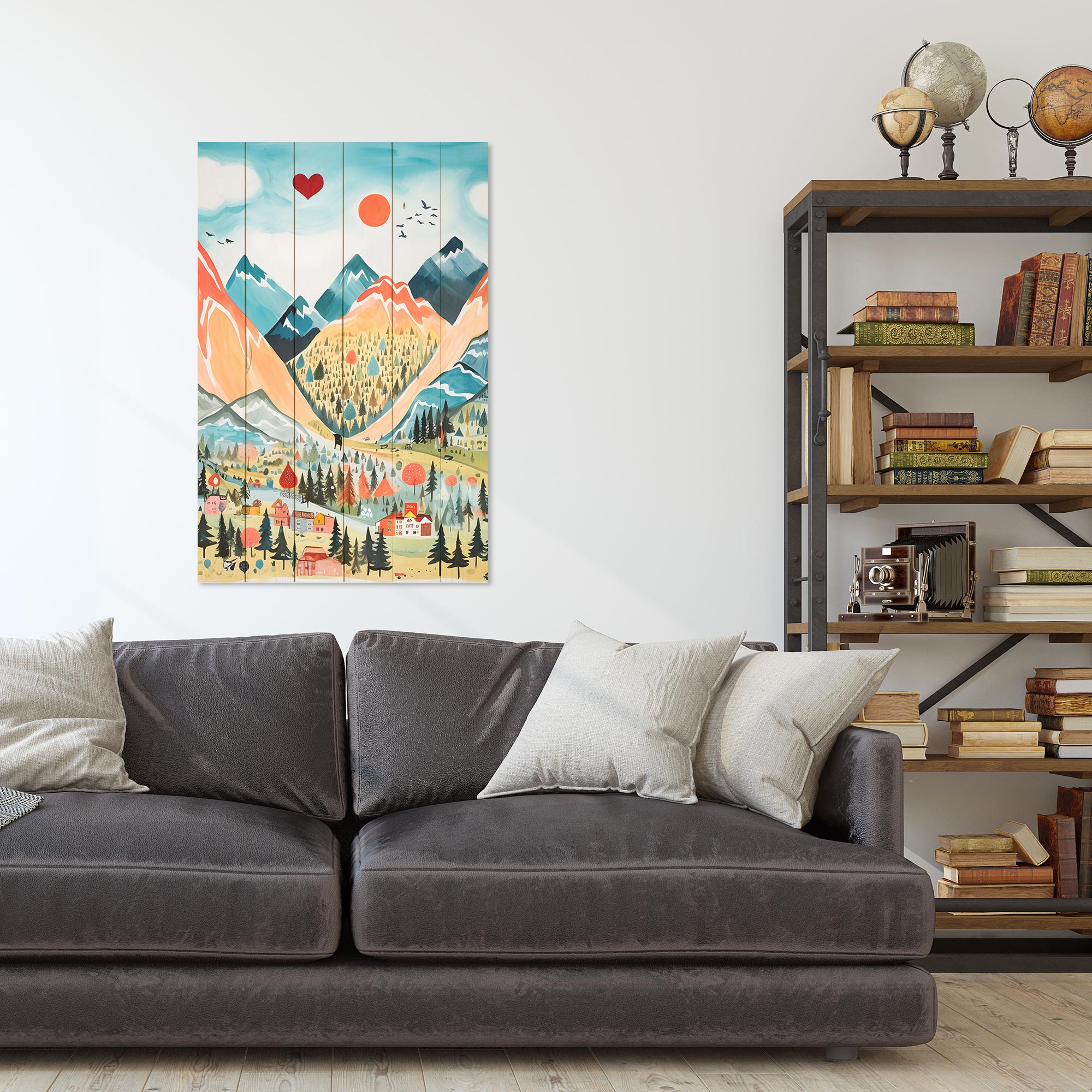 Bild Wood Mountains Pastell Aquarell-50x70 cm