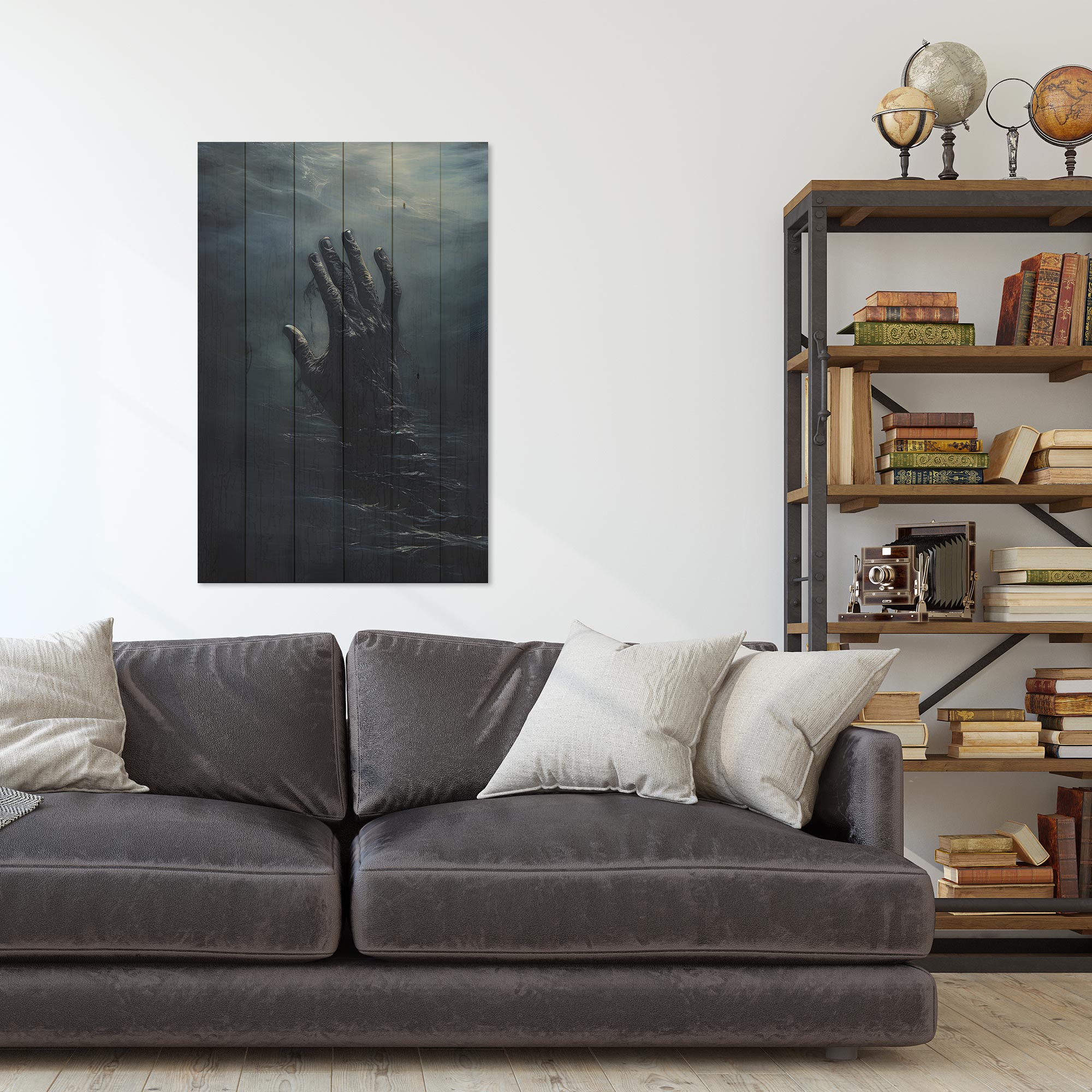 Wood Picture Hand Dark Water-50x70 cm