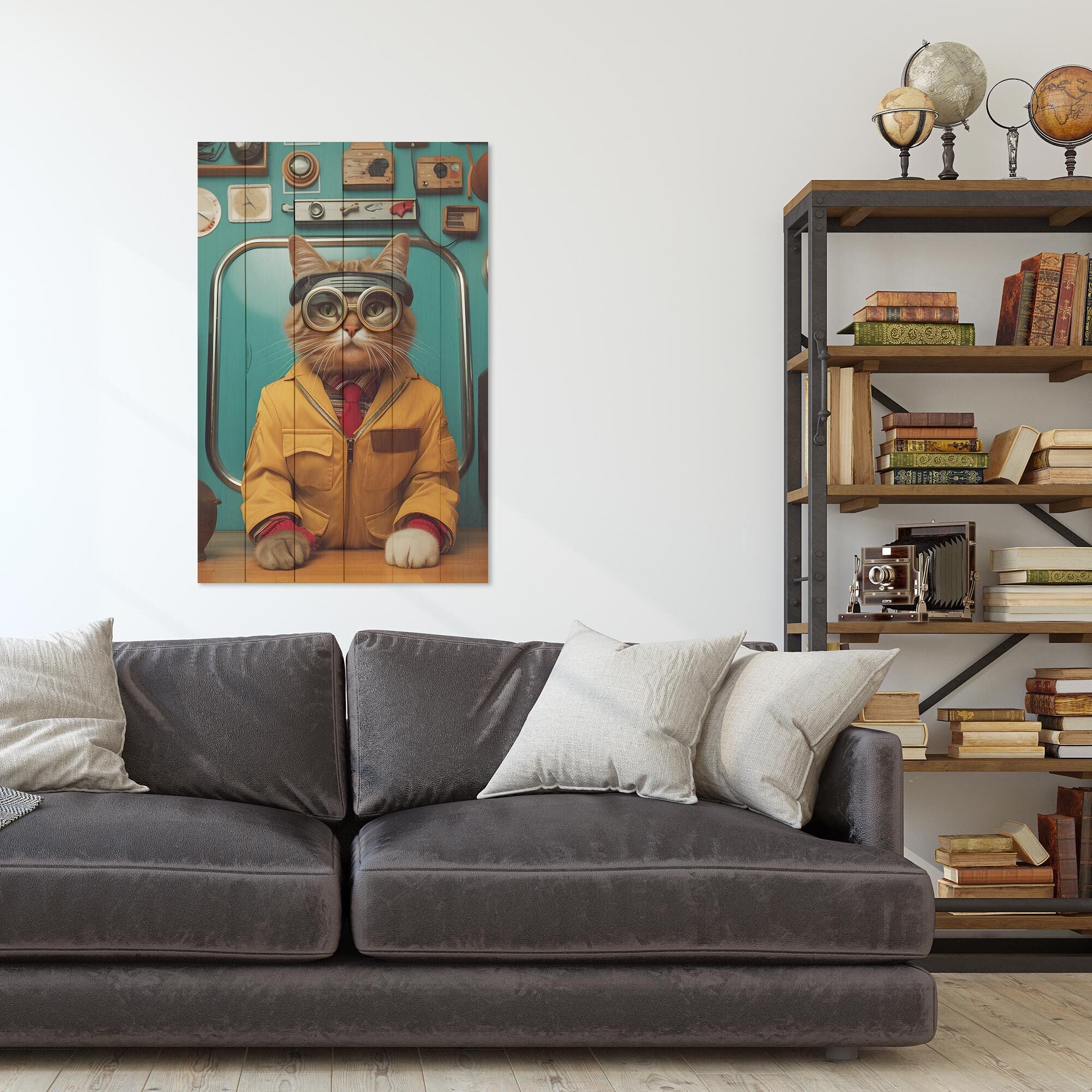 Bild Wood Ingenieur Katze-60x90 cm