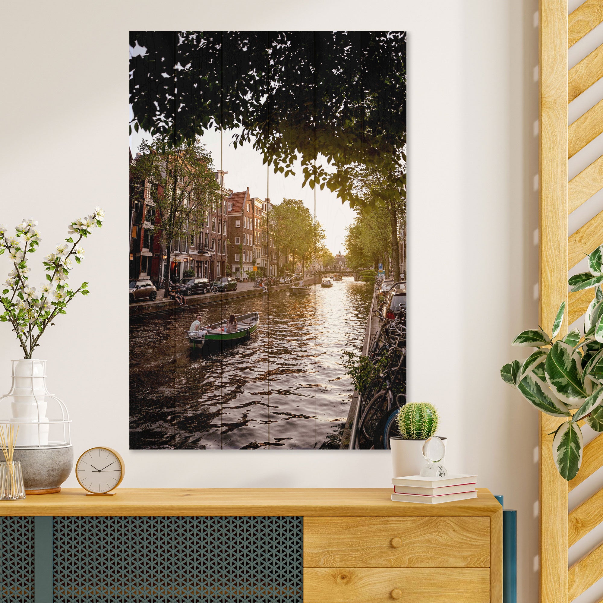 Obraz Wood Canal Boat Cruise-30x30 cm