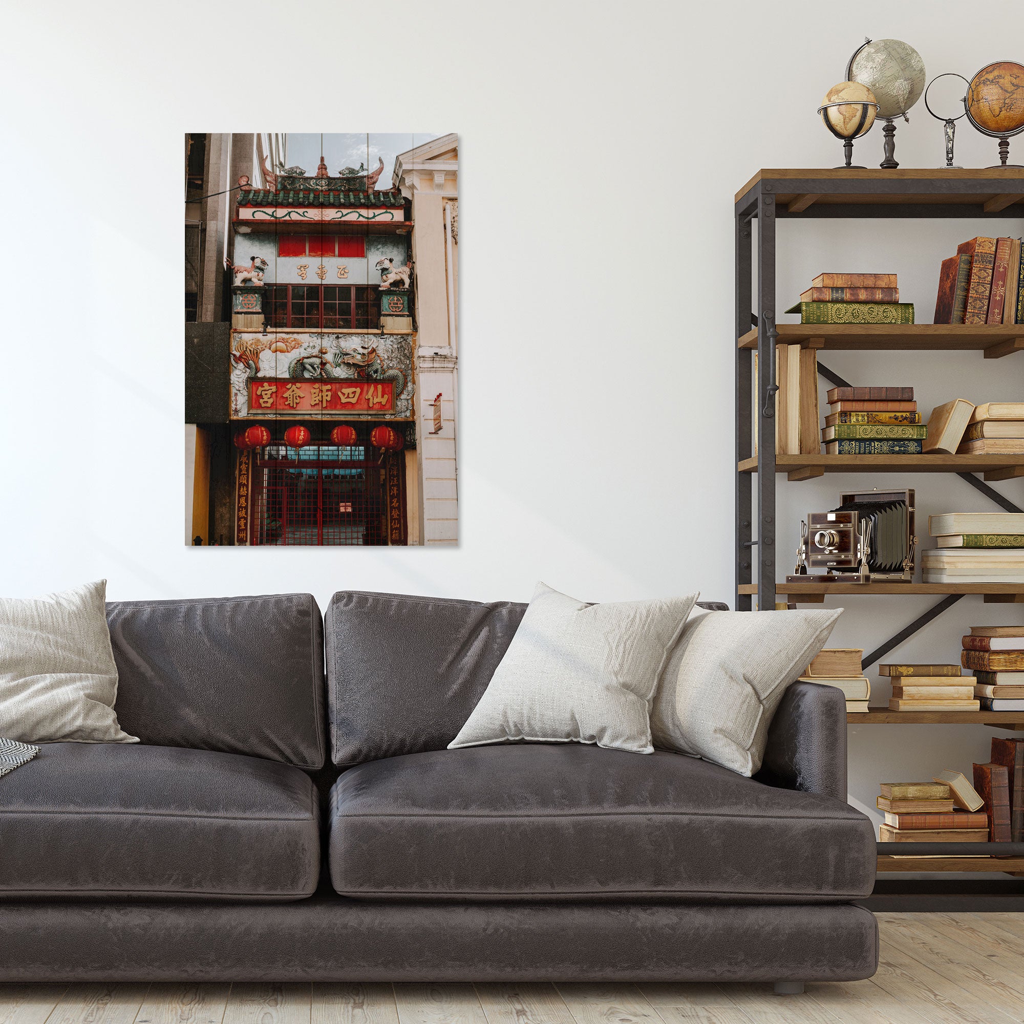 Bild Wood Chinesisches Stadthaus-50x70 cm