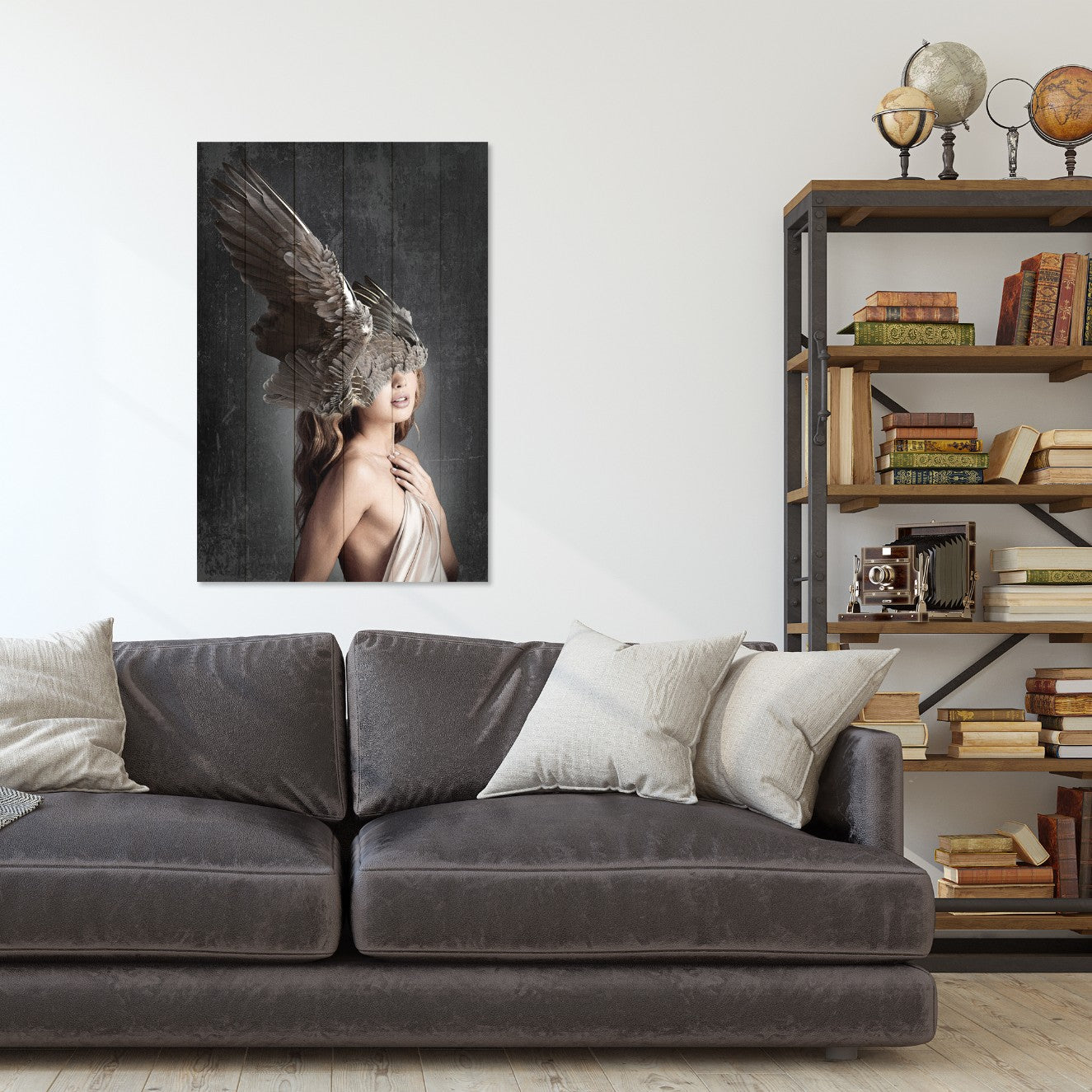 Bild Wood Braune Flügel am Kopf-60x90 cm