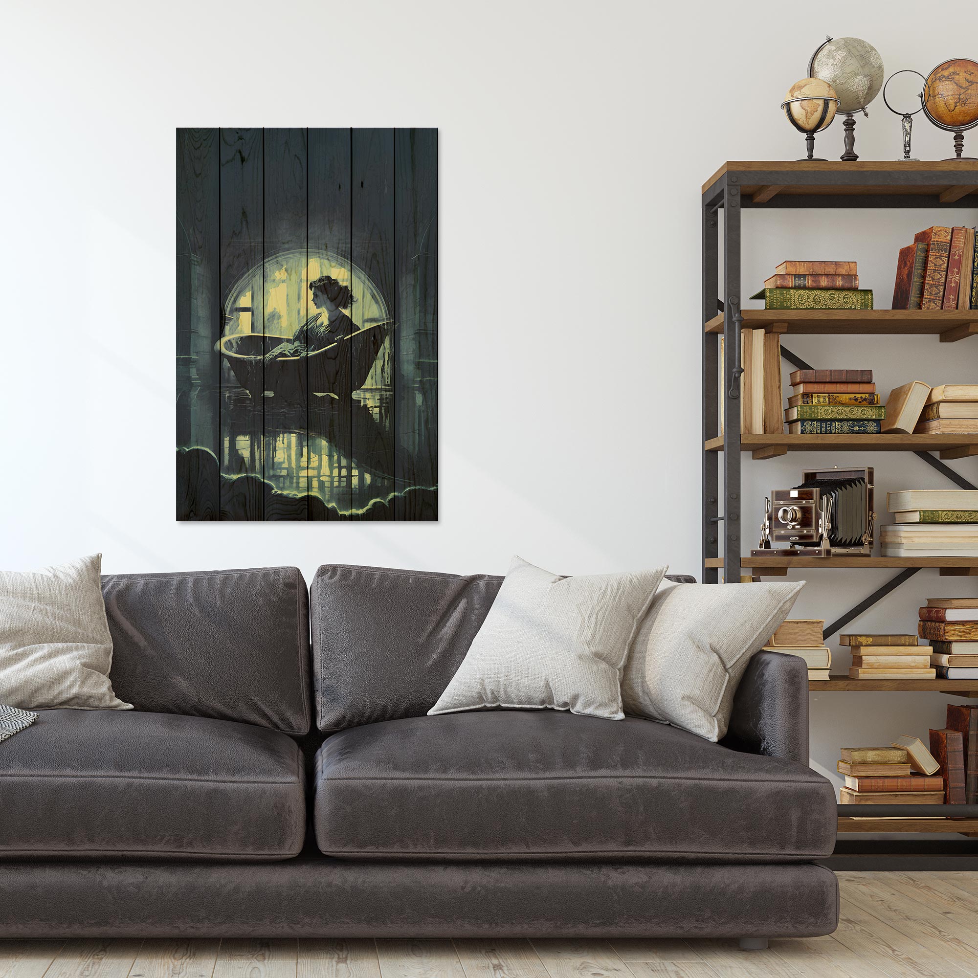 Obraz Wood Bath Dark Academia-30x30 cm