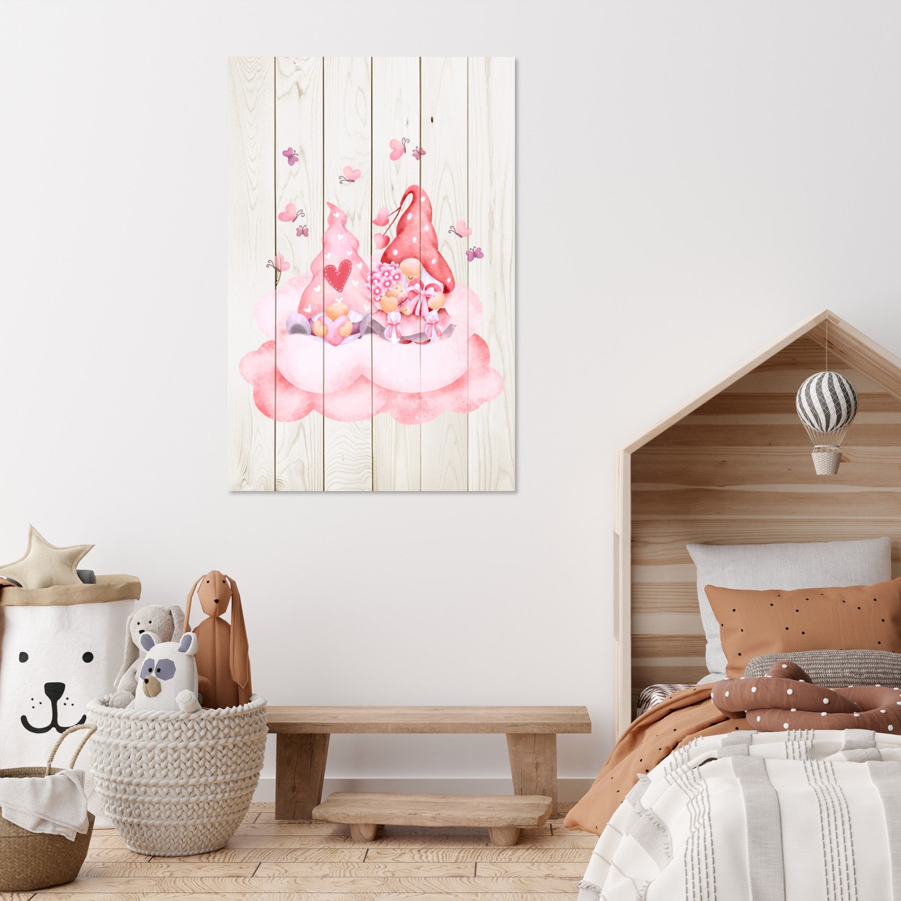Bild Wood Pink Gnome Couple-20x30 cm