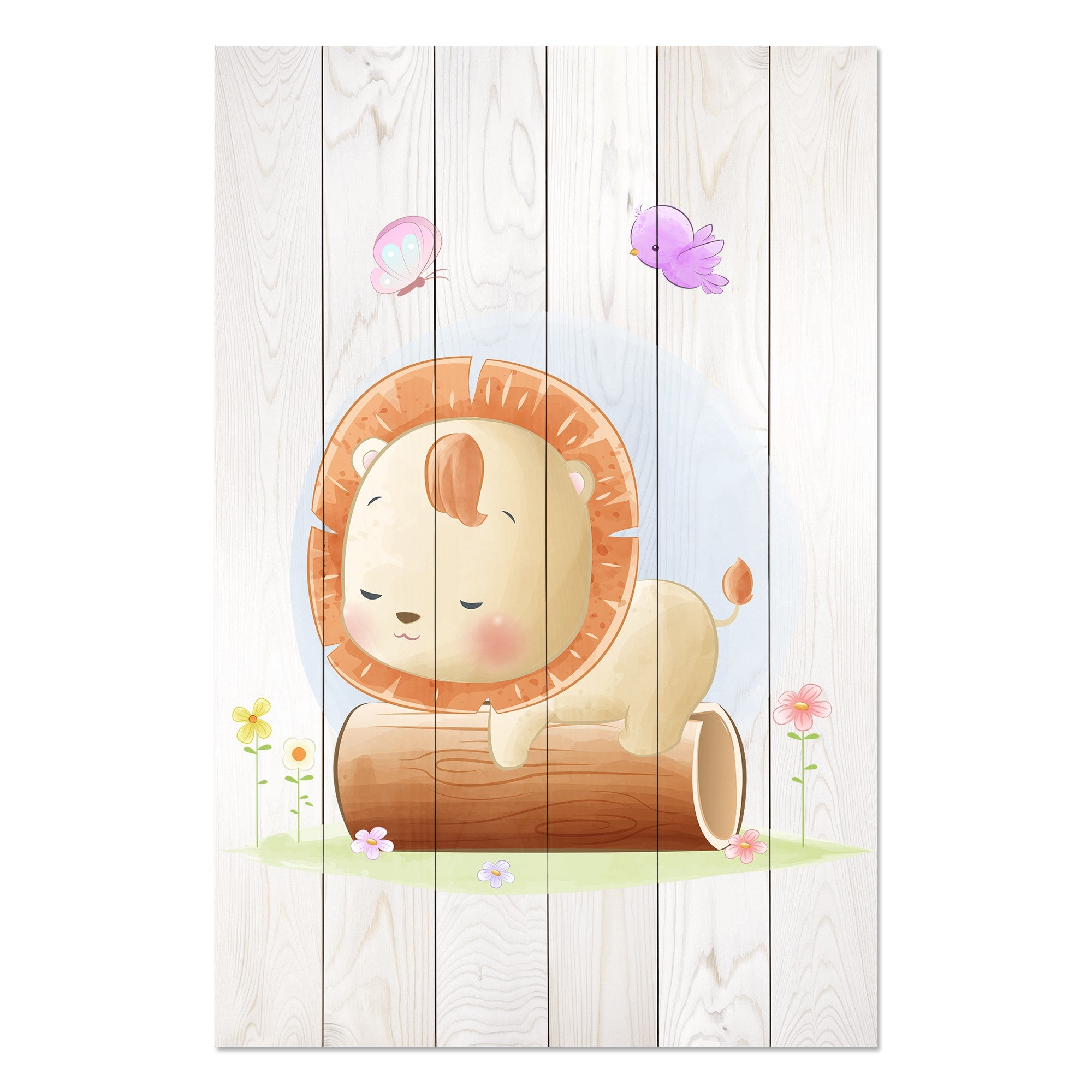 Obraz Wood Sleepy Little Lion-20x30 cm