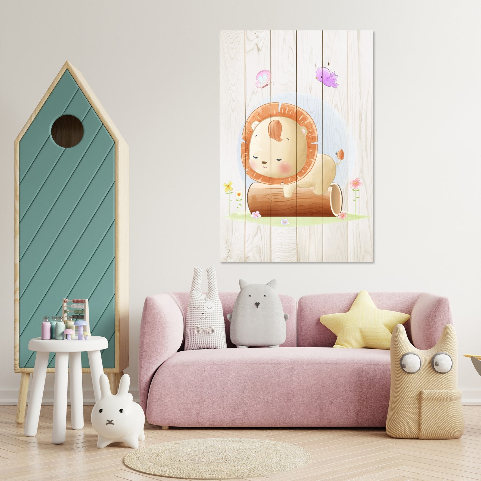Obraz Wood Sleepy Little Lion-30x40 cm