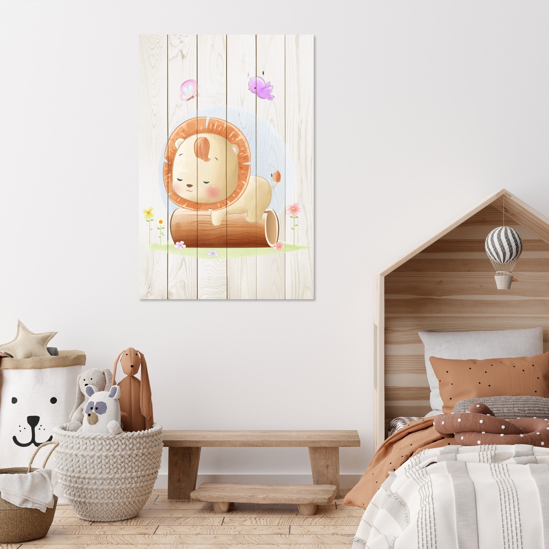 Obraz Wood Sleepy Little Lion-30x30 cm