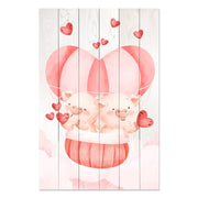 Obraz Wood Pig Couple with Hearts