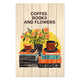Bild Wood Kaffee Bücher Blumen-60x90 cm