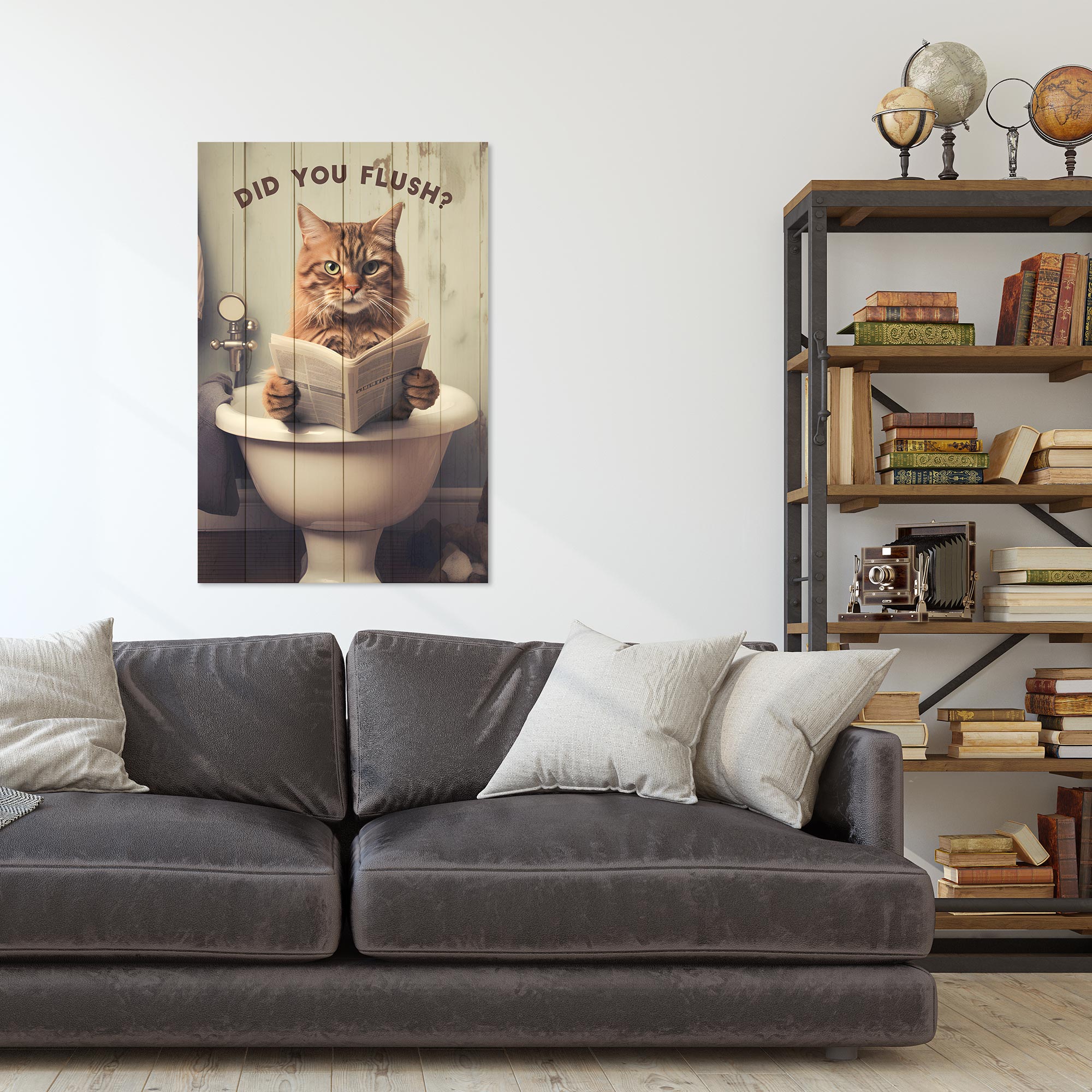 Obraz Wood Spláchl jsi Kočku-60x90 cm