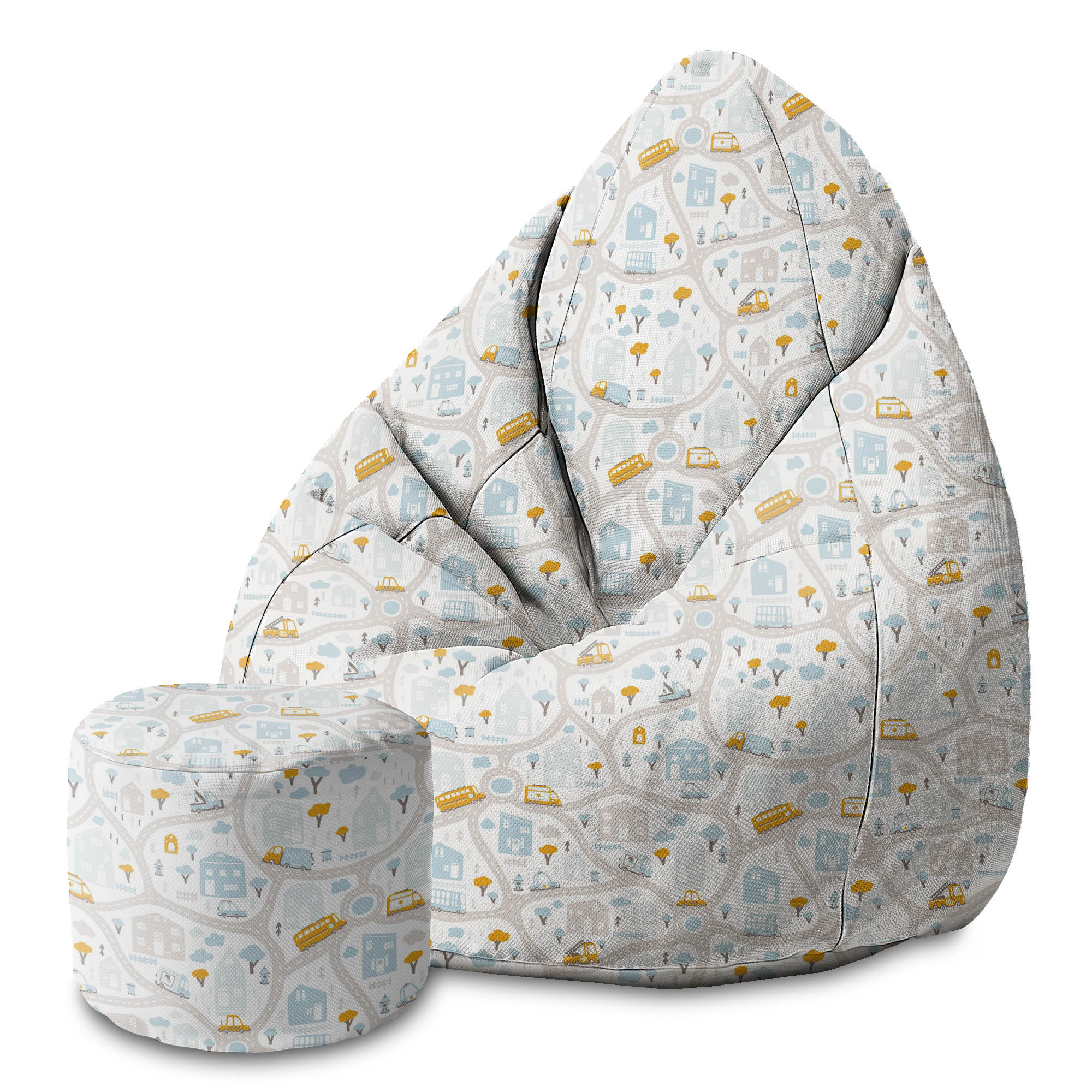 Round Pouf Footrest On the Road