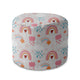 Round Pouf Footrest Pink Rainbow-Oxford