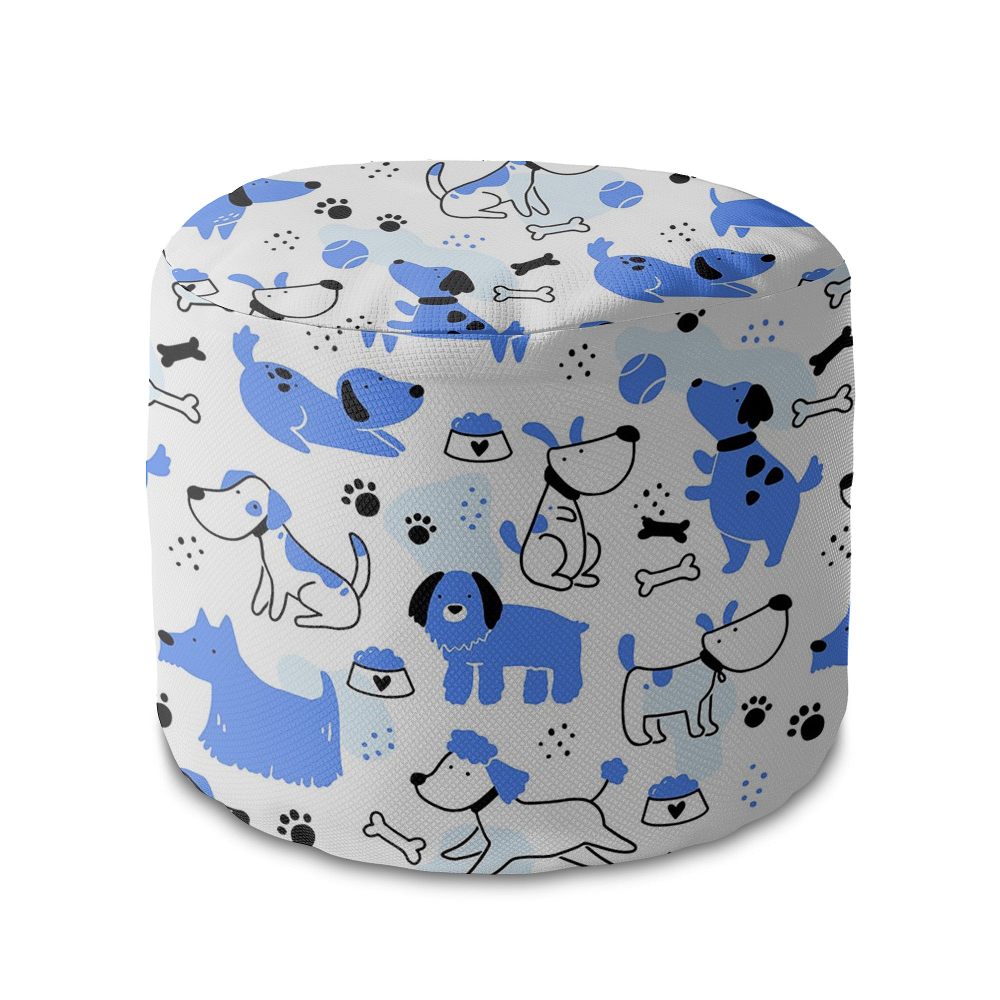 Round Pouf Footrest Blue Dogs-Panama
