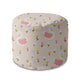 Round Pouf Footrest Swan with Tulip Flowers-Oxford