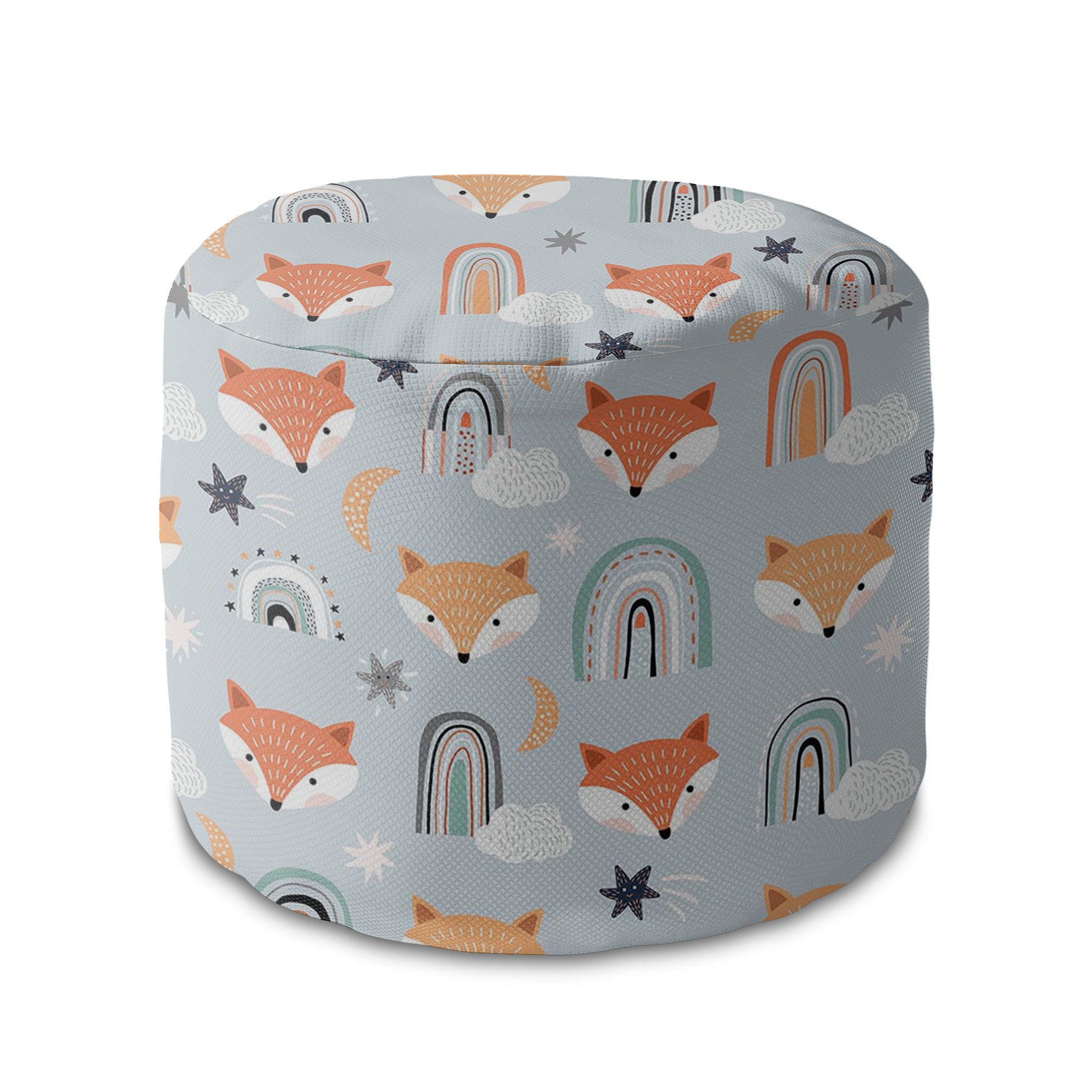 Round Pouf Footrest Pastel Foxes-Oxford