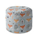 Round Pouf Footrest Pastel Foxes-Oxford