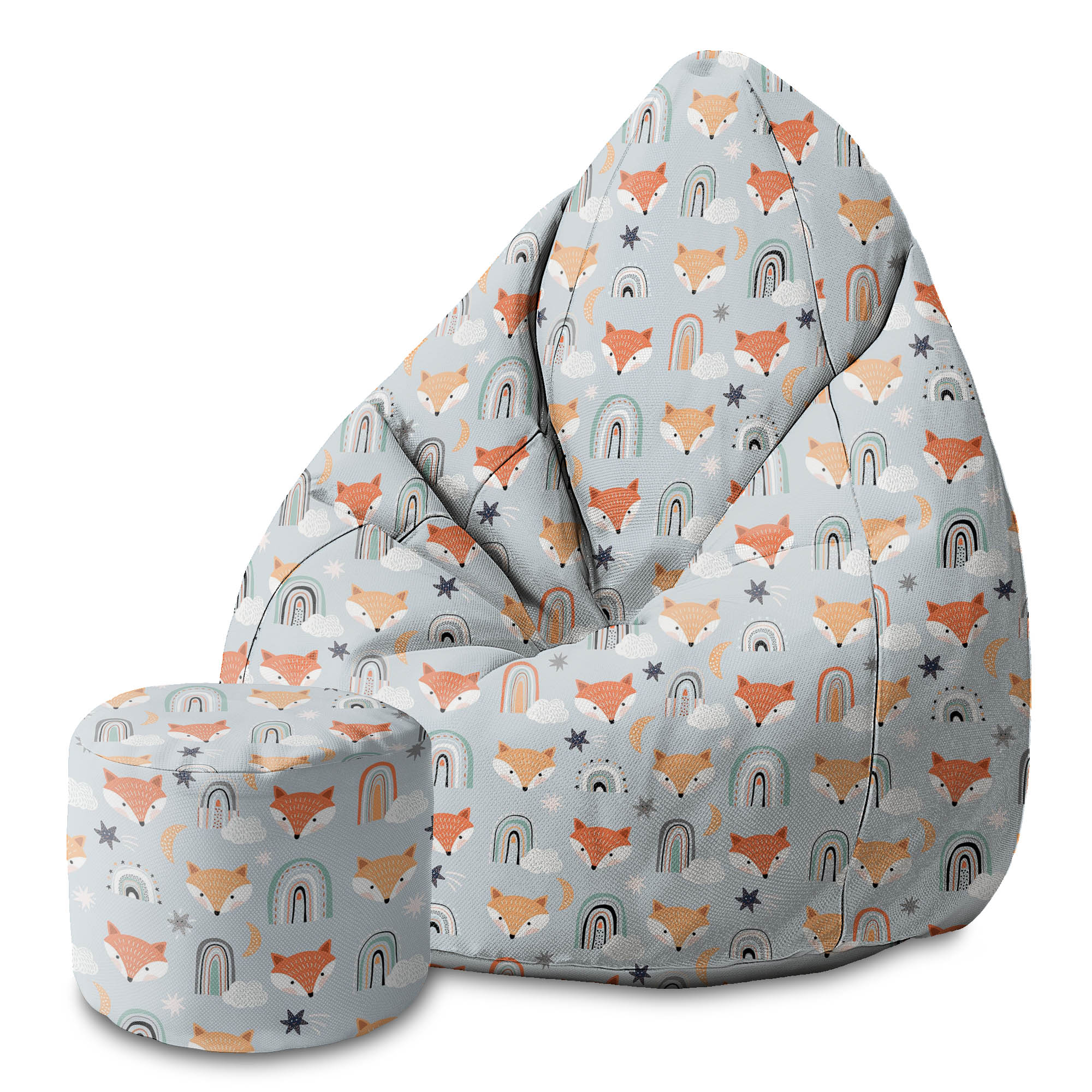 Round Pouf Footrest Pastel Foxes-Panama