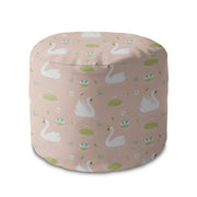 Round pouf footstool Elegant Swans