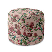 Round Pouf Footstool Dark Jungle Pink