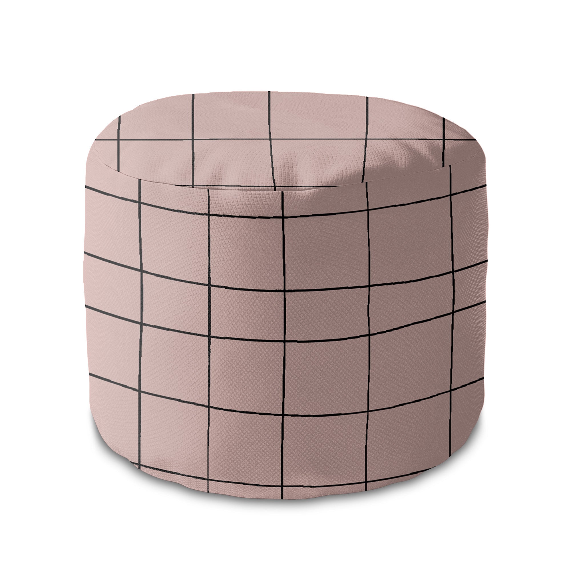 Round Pouf Footstool Distorted Pink
