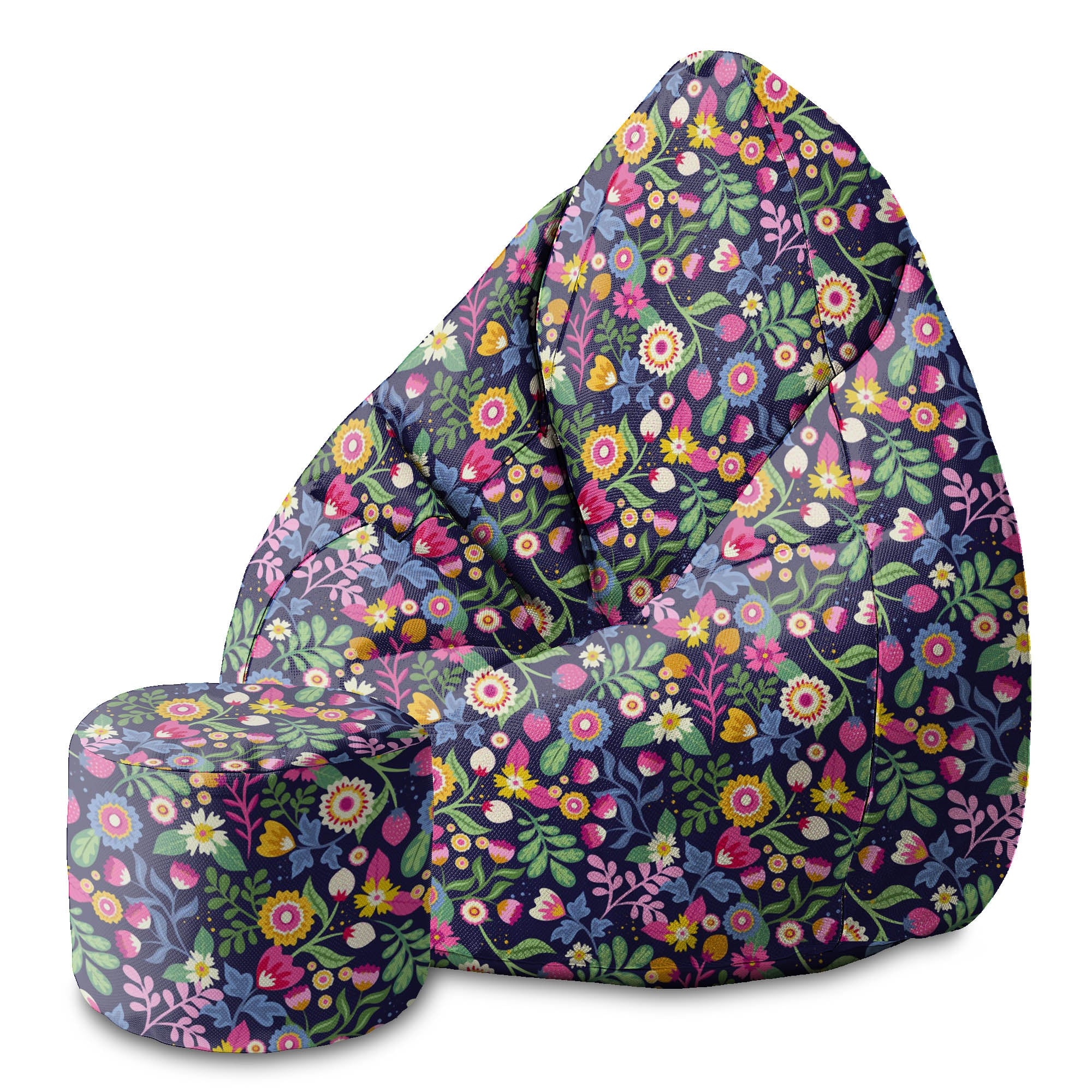Round Pouf Footstool Exotic Floral-Panama