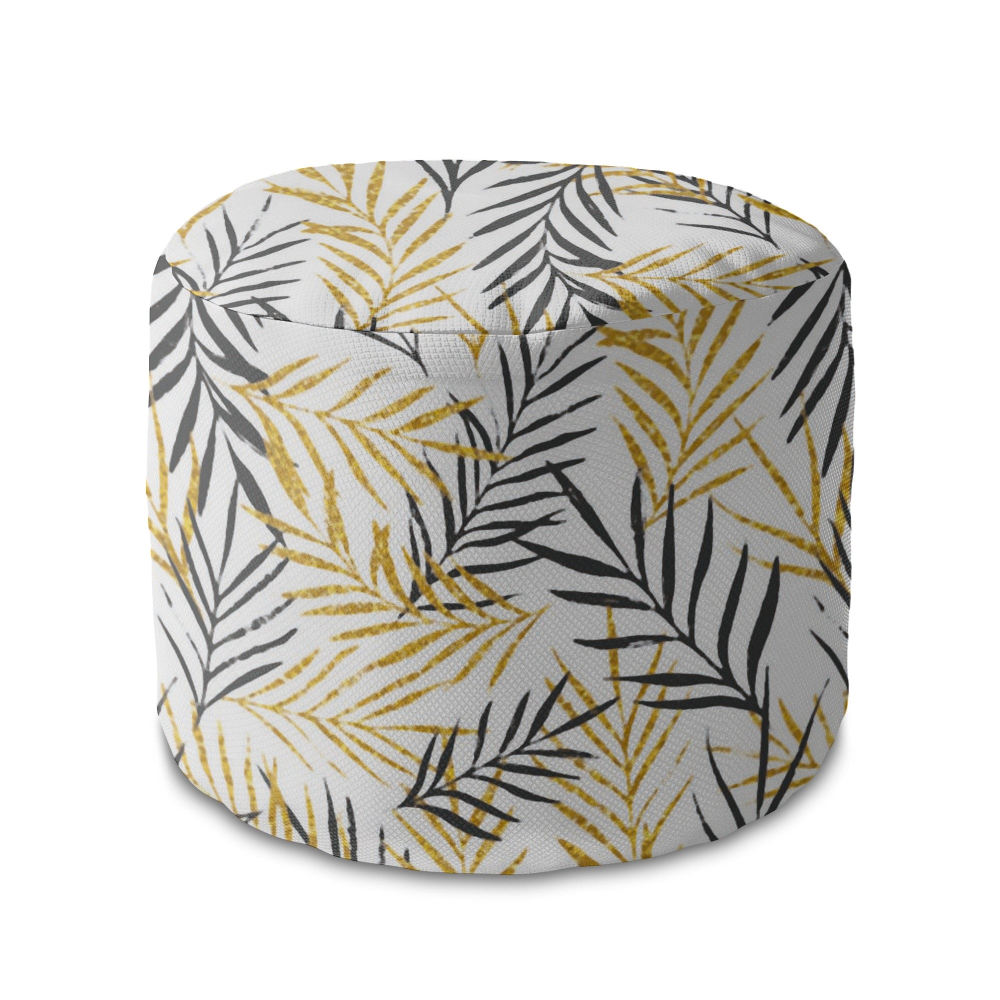 Round Pouf Footstool Golden Leaves-Oxford