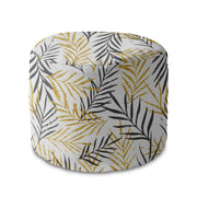 Round Pouf Footstool Golden Leaves-Panama