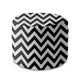 Round Pouf Footstool Zig Zag Black-Panama