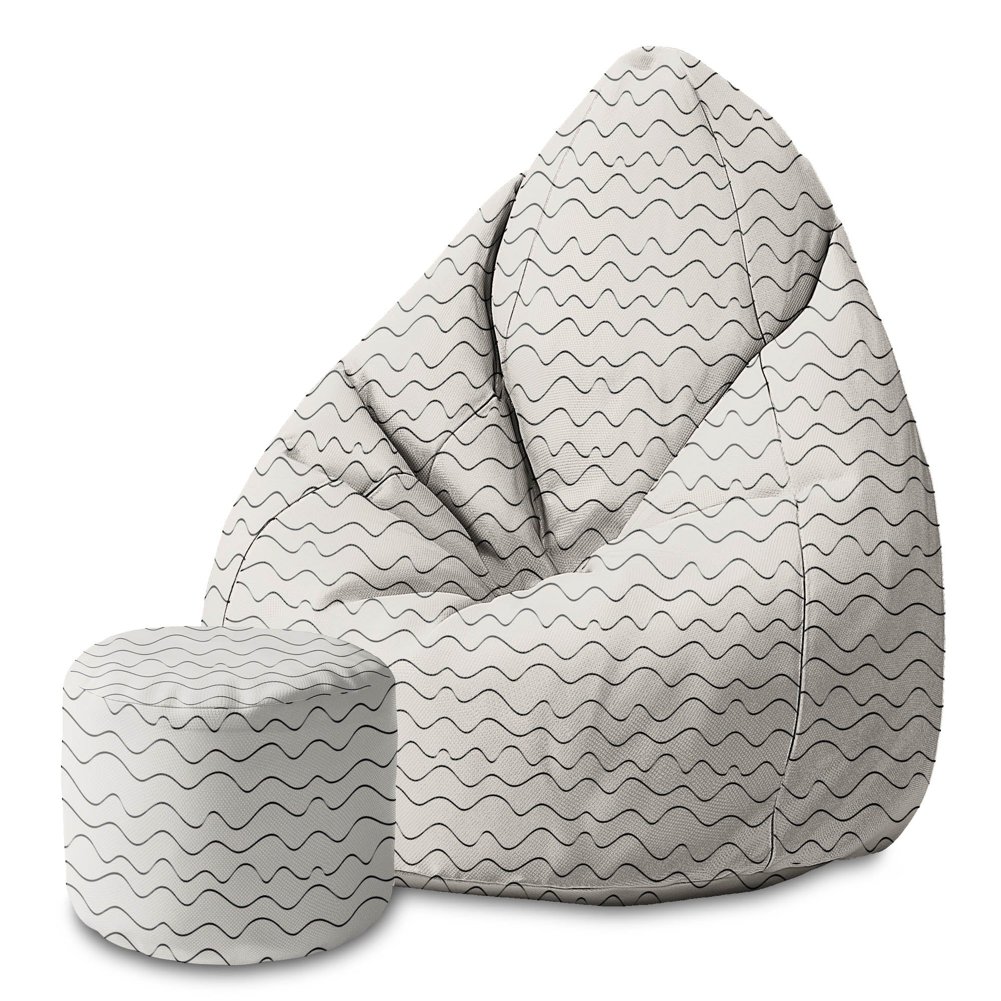 Round Pouf Footstool Wavy