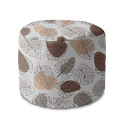 Round Pouf Footstool Monstera Lineart-Panama