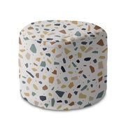 Round Pouf Footstool Vintage Terrazzo-Panama