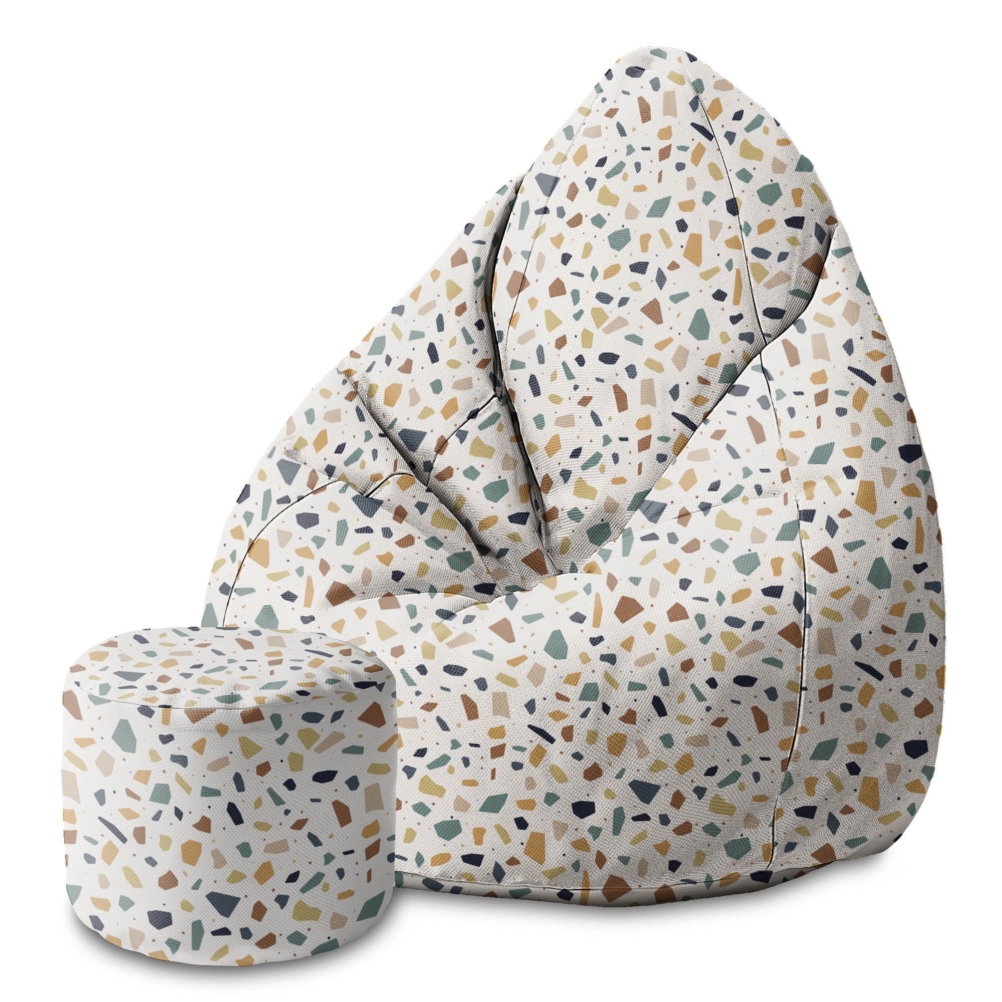 Round Pouf Footstool Vintage Terrazzo-Panama
