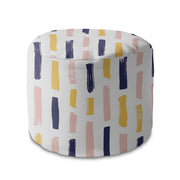 Round Pouf Footstool Modern Brush Strokes-Oxford