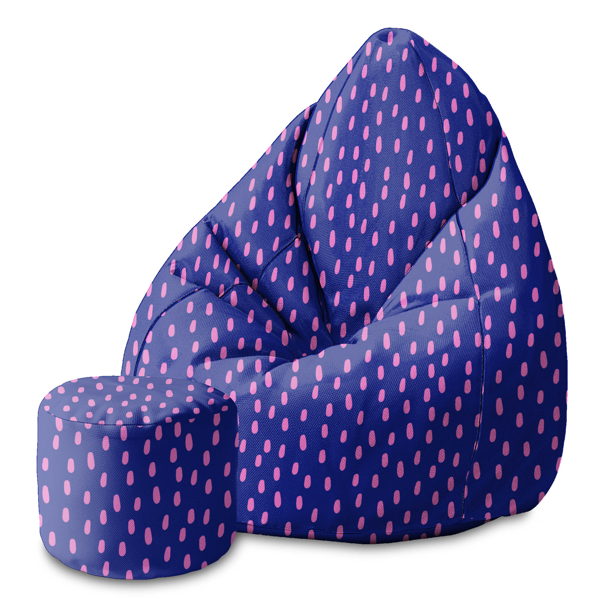 Round Pouf Footstool Pink Spots-Oxford