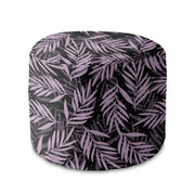 Round Pouf Footstool Palm Leaves in the Night-Panama
