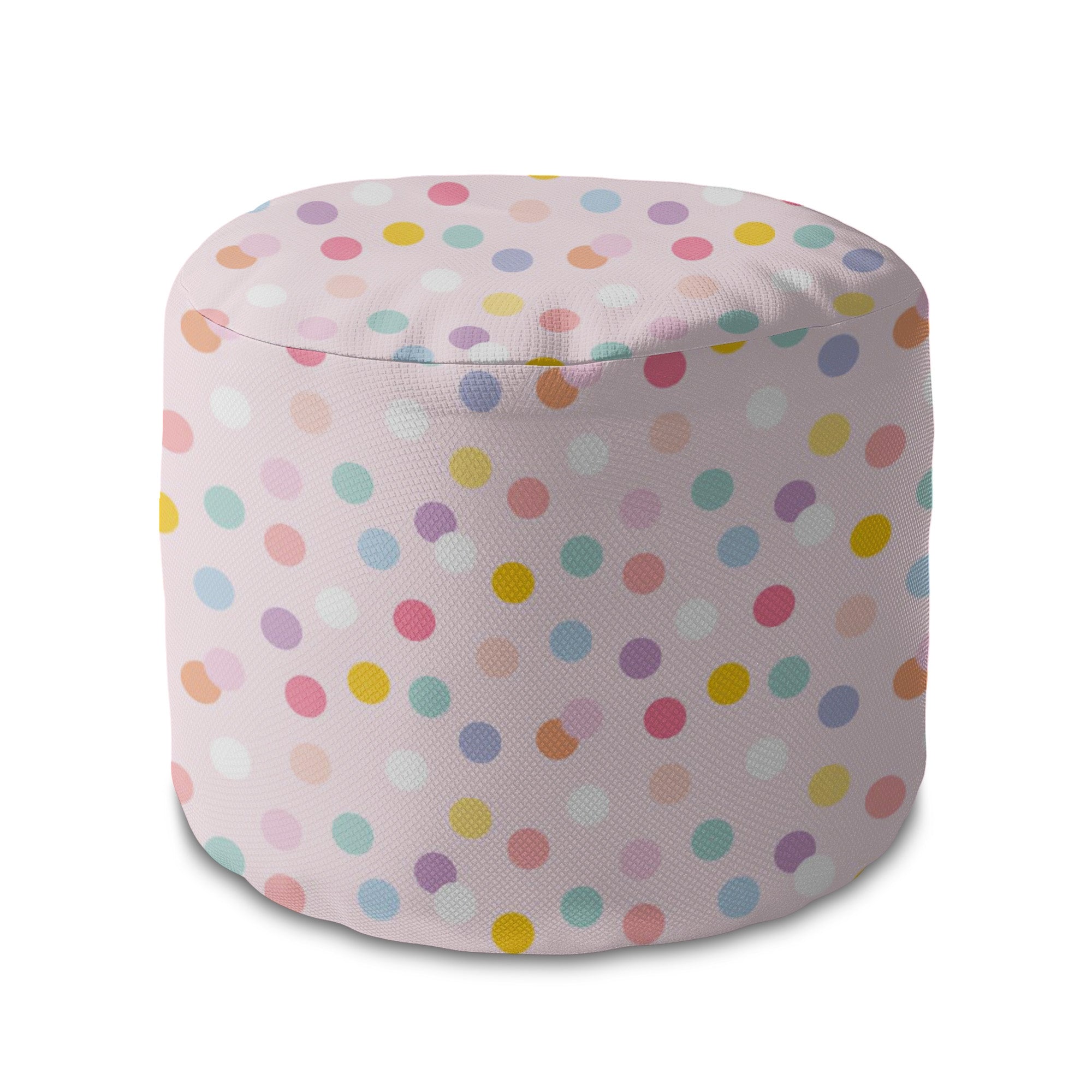 Round Pouf Footstool Pastel Confetti Dots-Oxford