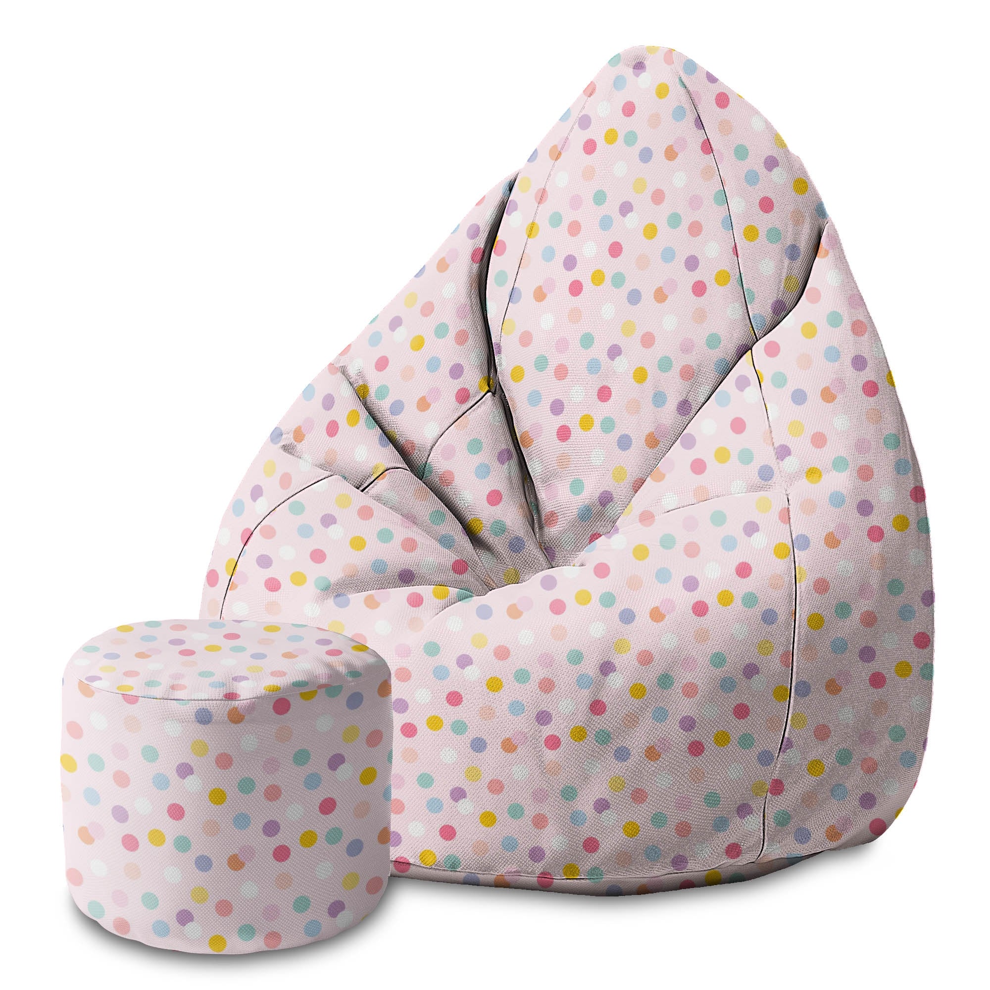 Round Pouf Footstool Pastel Confetti Dots