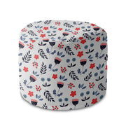 Round Pouf Footstool Random Scandi Flowers