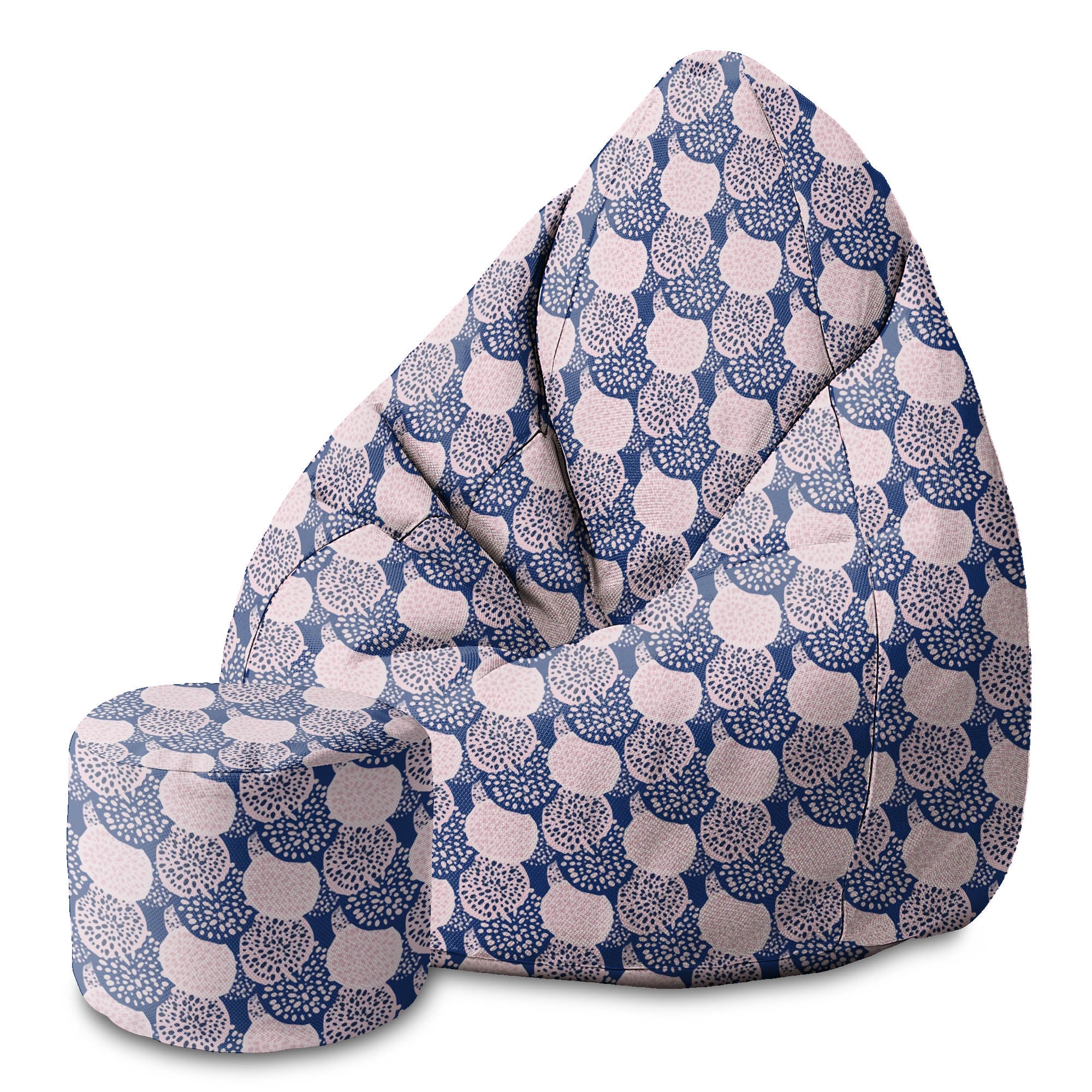 Okrúhly puf podnožka Pink and Blue Geometric Ornament
