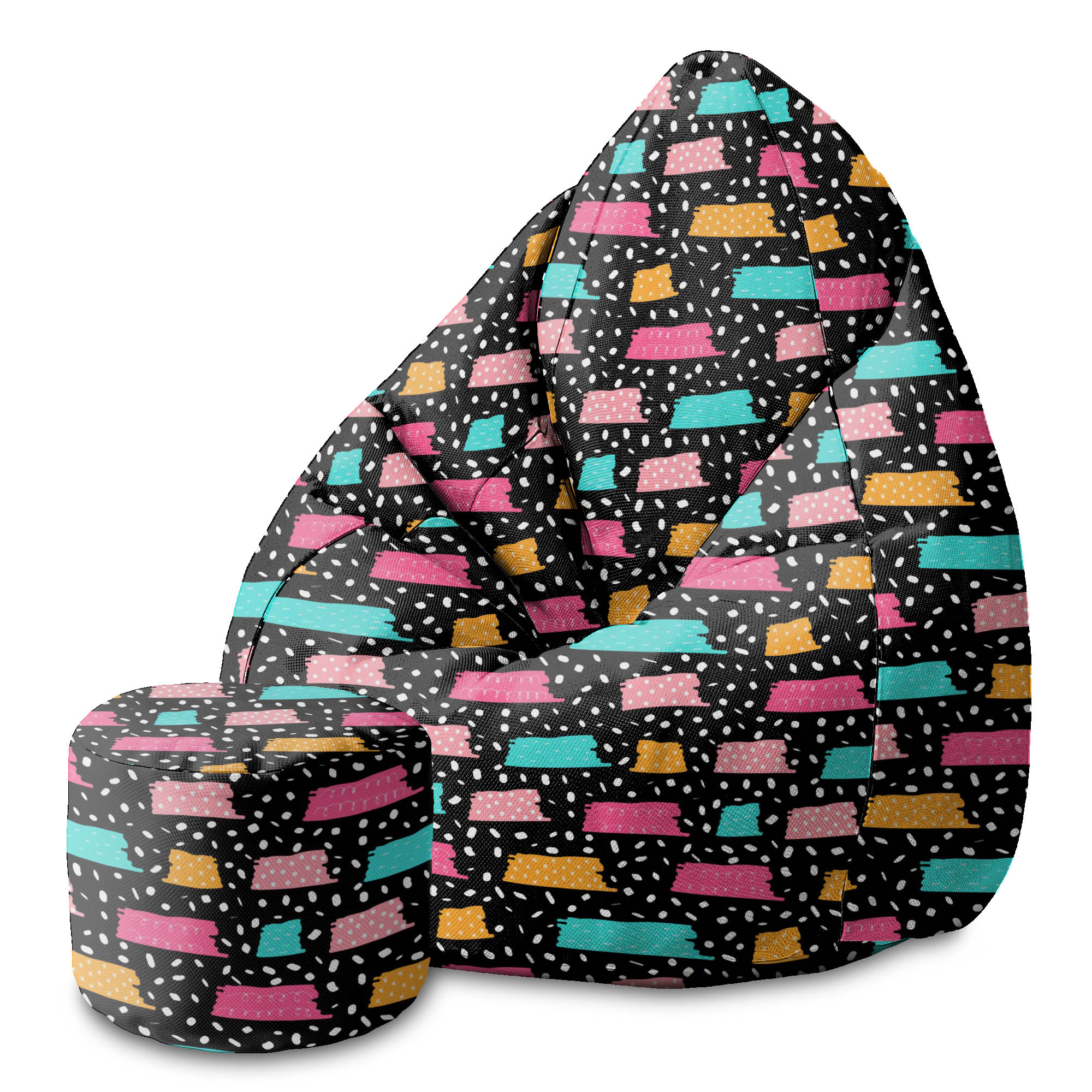 Round Pouf Footrest Random Shapes